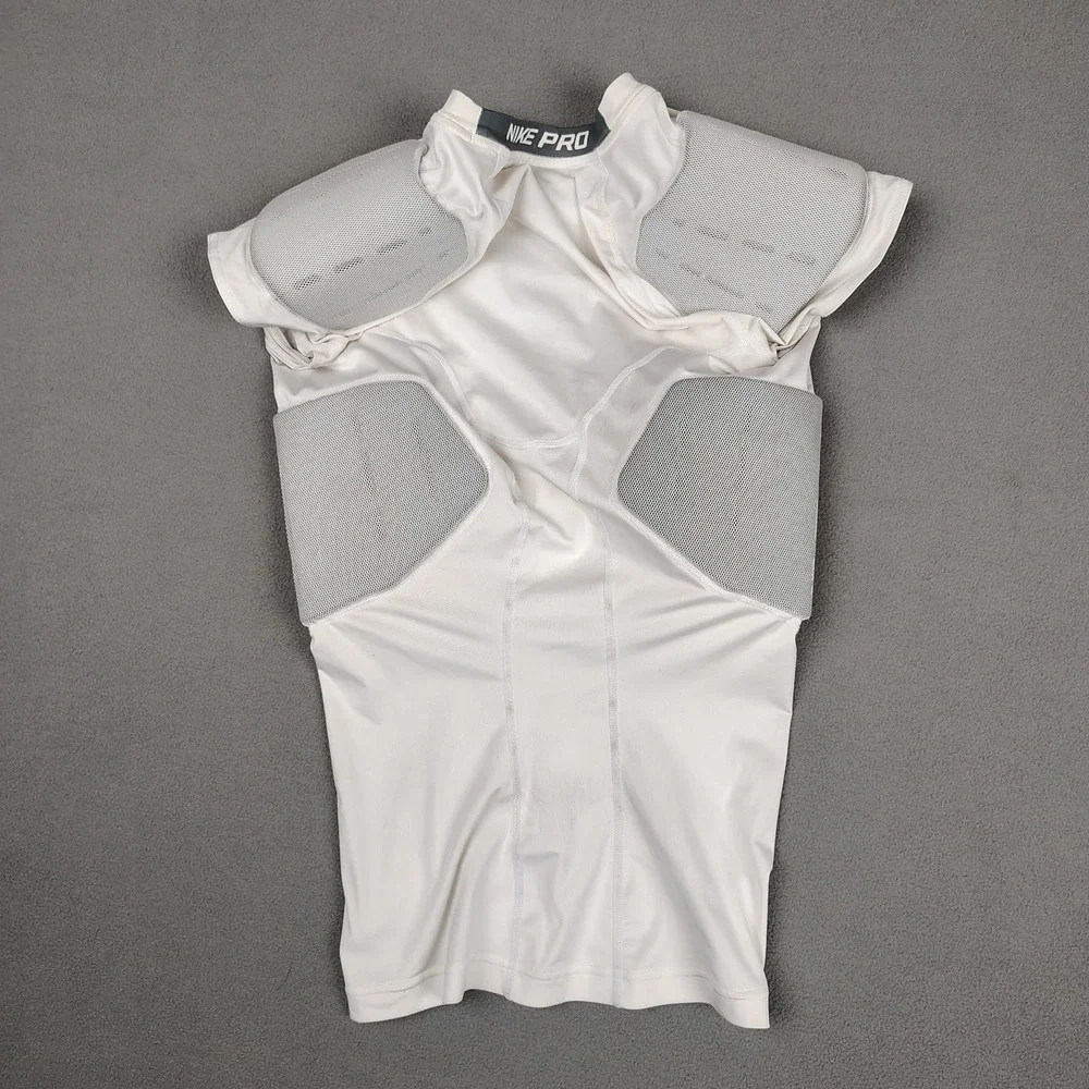 Nike White & Gray Compression Athletic Shirt with Mesh Panels